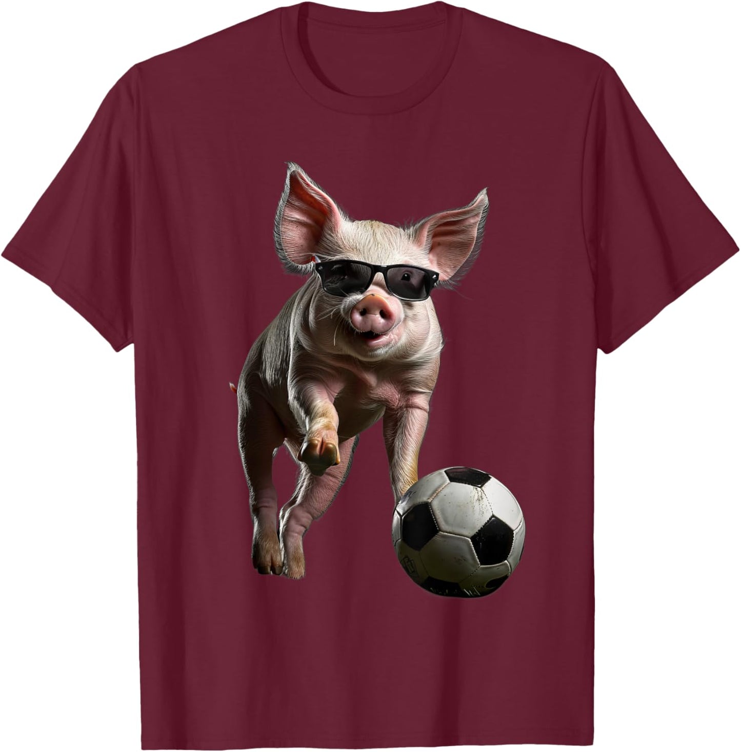 Pig Soccer Football T-Shirt - T-Shirt | Maroon