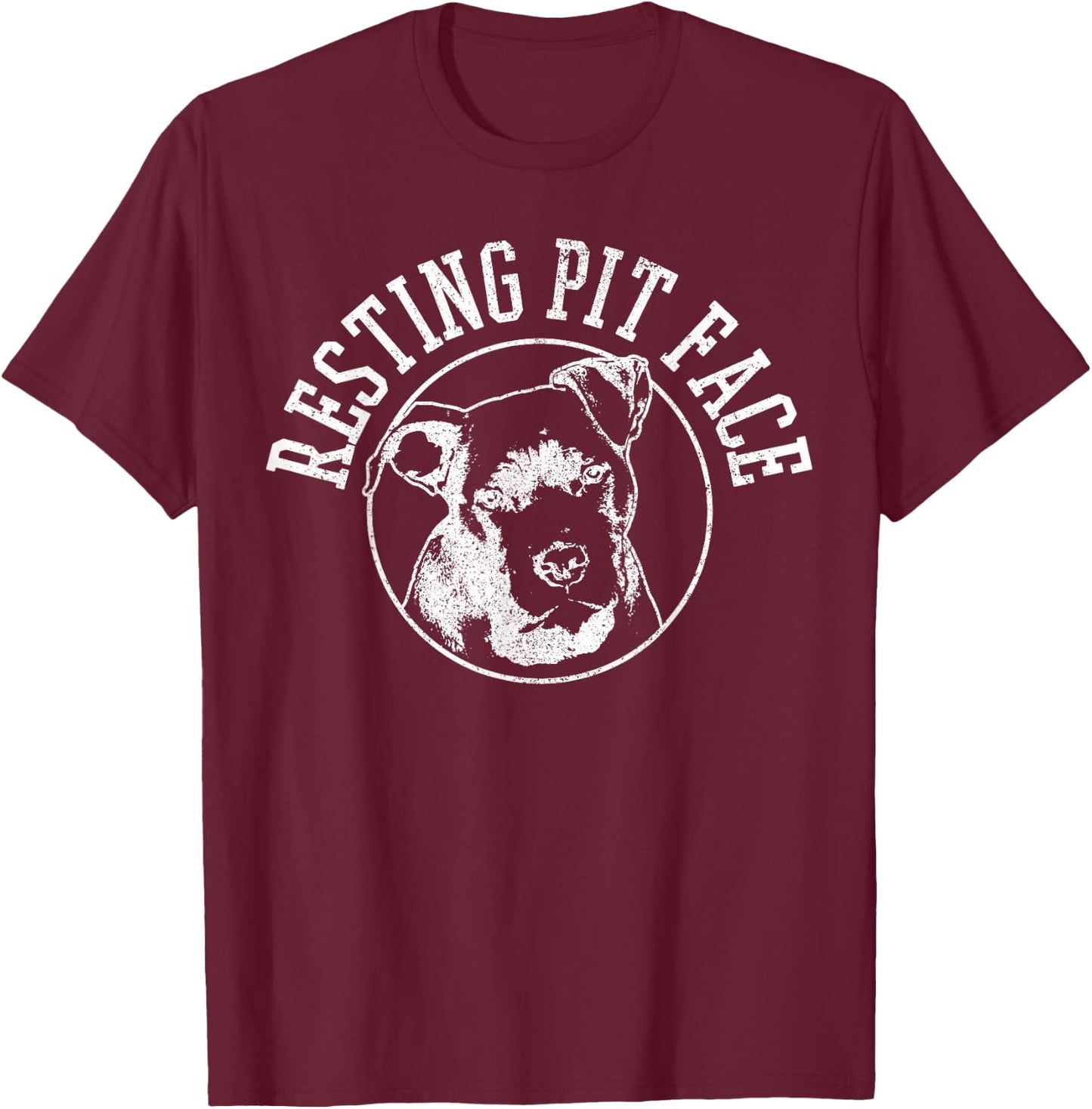 Resting Pit Face Funny Pitbull Dog Lover Funny Gift T-Shirt - T-Shirt | Maroon