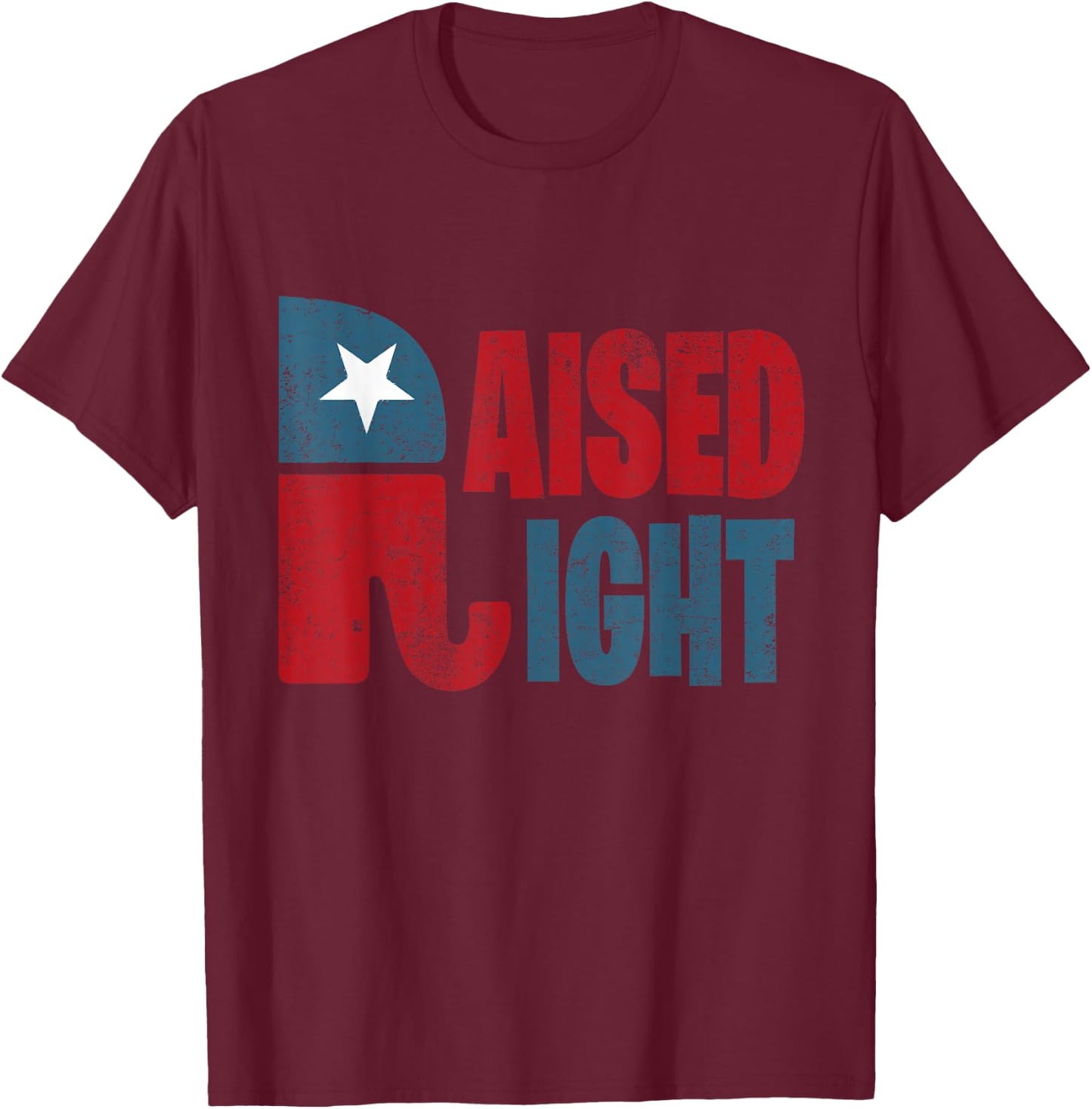 Raised Right Republican Elephant Vote Republican Trump 2020 T-Shirt - T-Shirt | Maroon