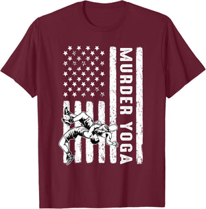 Wrestling Murder Yoga Flag T-Shirt - T-Shirt | Maroon