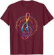 Rainbow Music Notes Treble Clef T-Shirt - T-Shirt | Maroon