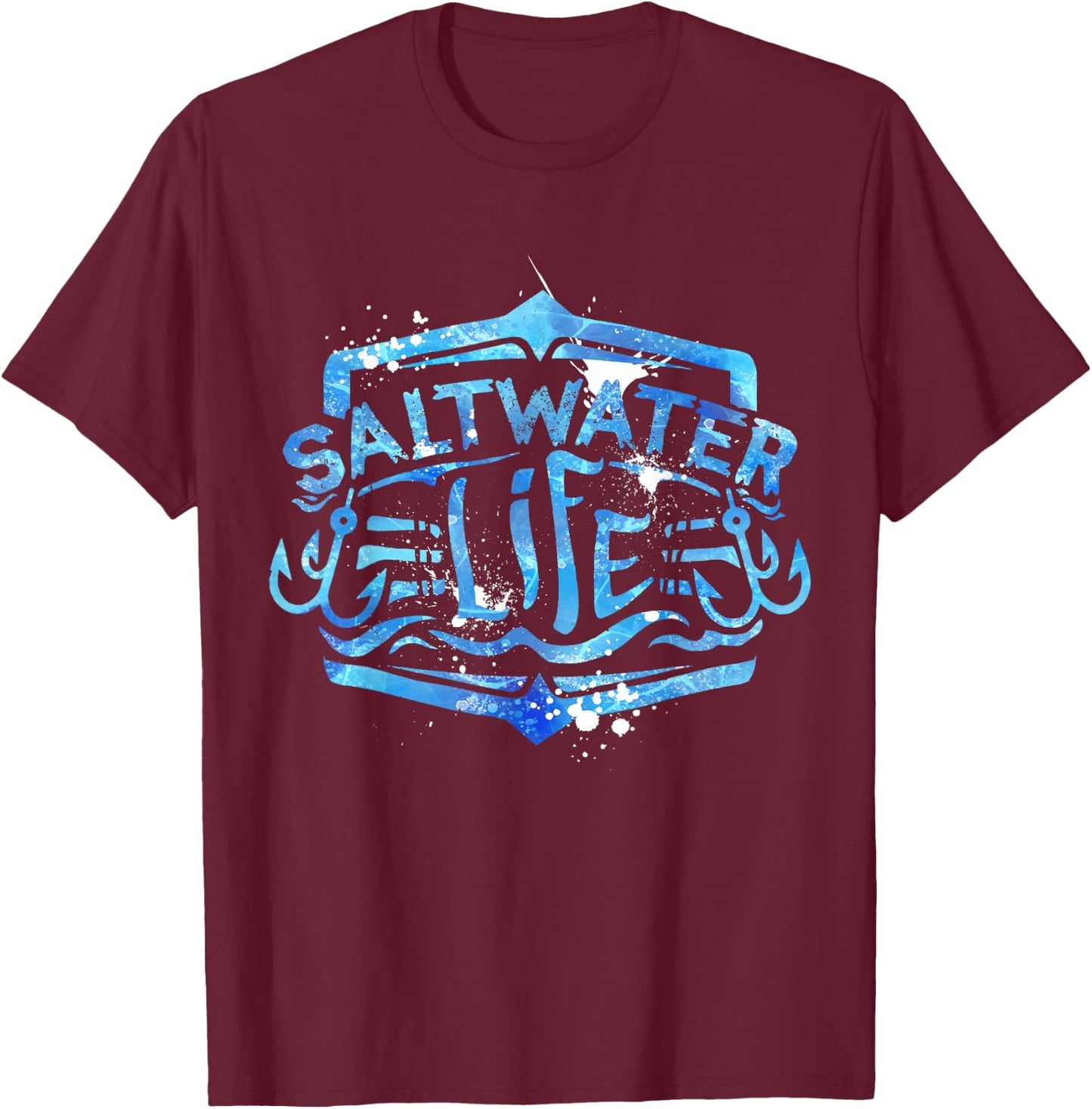 Saltwater Life Fishing T-Shirt - T-Shirt | Maroon