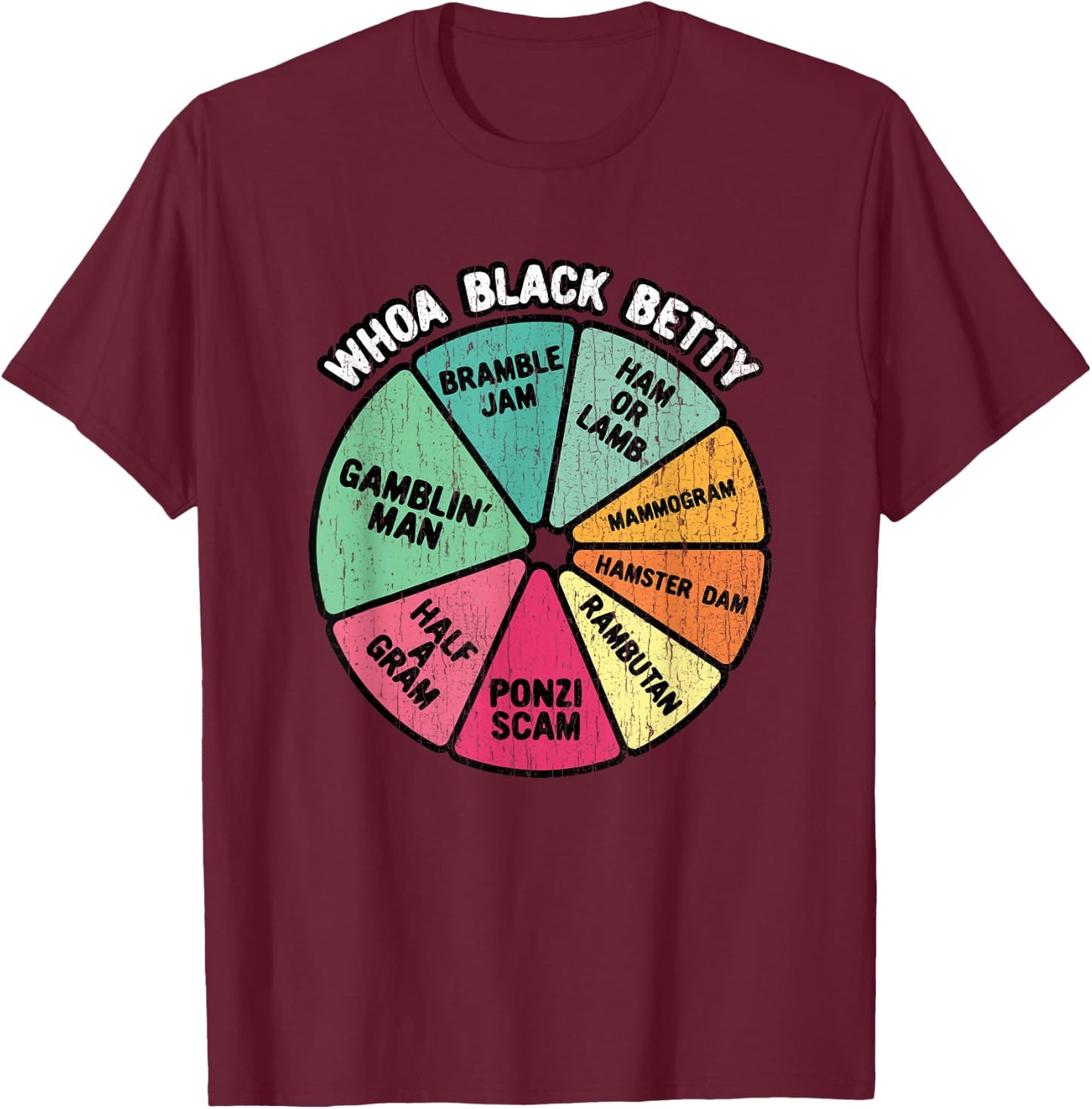 Whoa Black Betty - Funny 70's Classic Rock Music Pie Chart T-Shirt - T-Shirt | Maroon