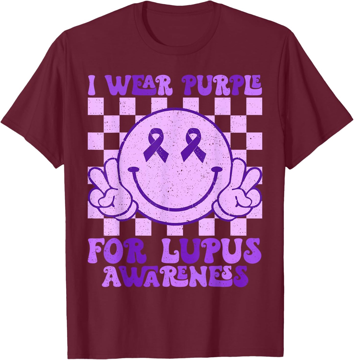 I Wear Purple For Lupus Awareness Men Women Purple Lupus T-Shirt - T-Shirt | Maroon