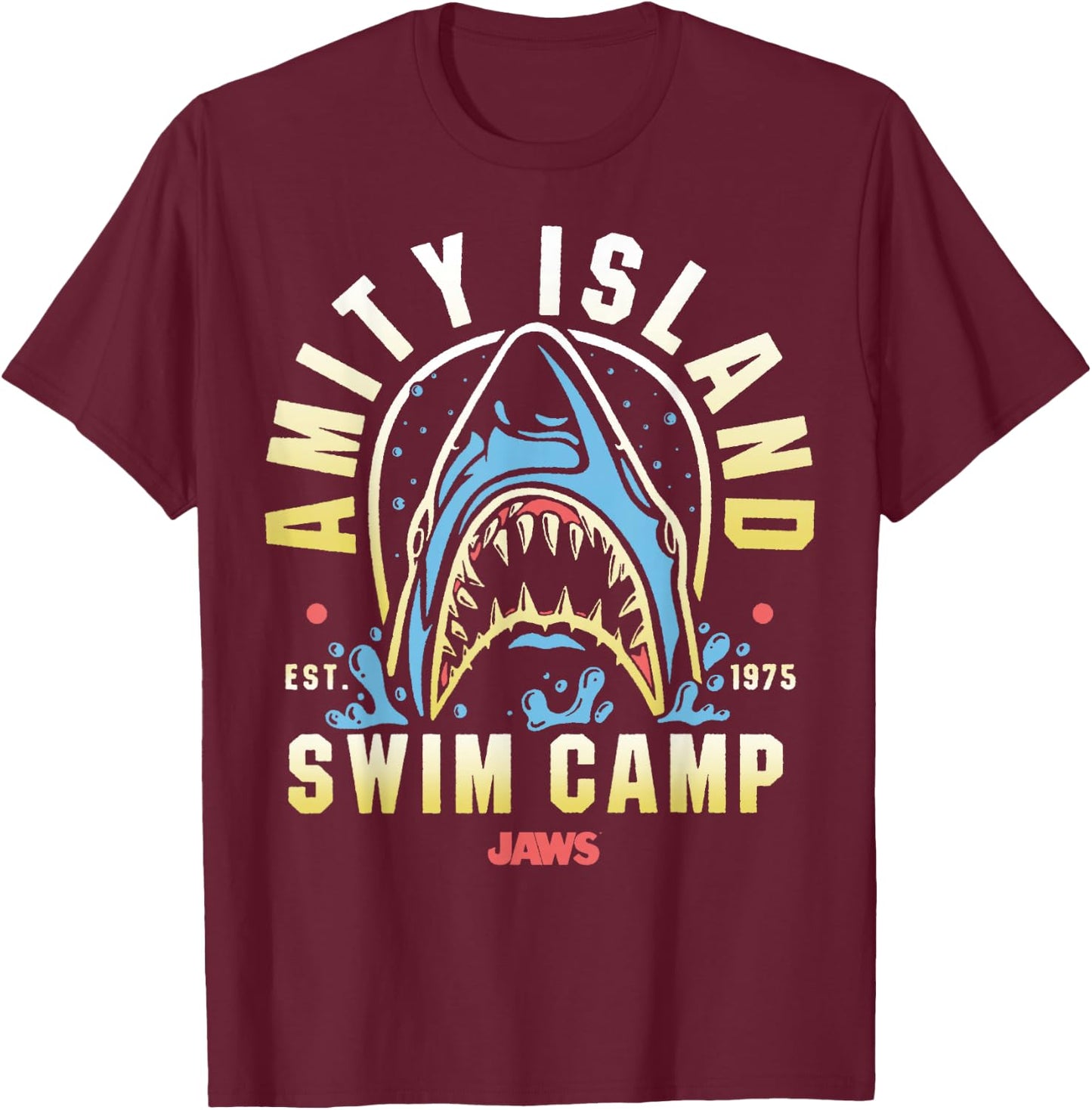 Jaws Amity Swim Camp T-Shirt - T-Shirt | Maroon