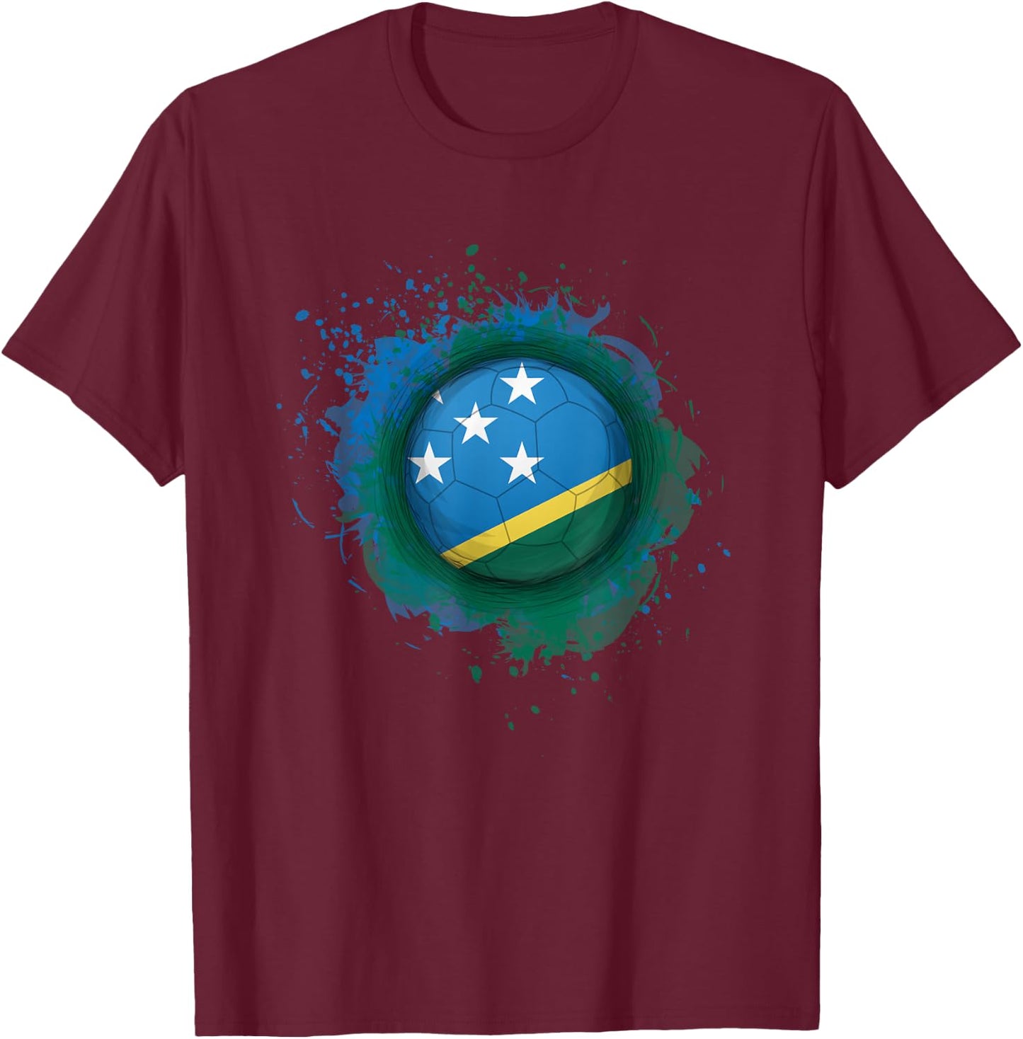 Proud Heritage Solomon Islands Flag Soccer Ball T-Shirt - T-Shirt | Maroon