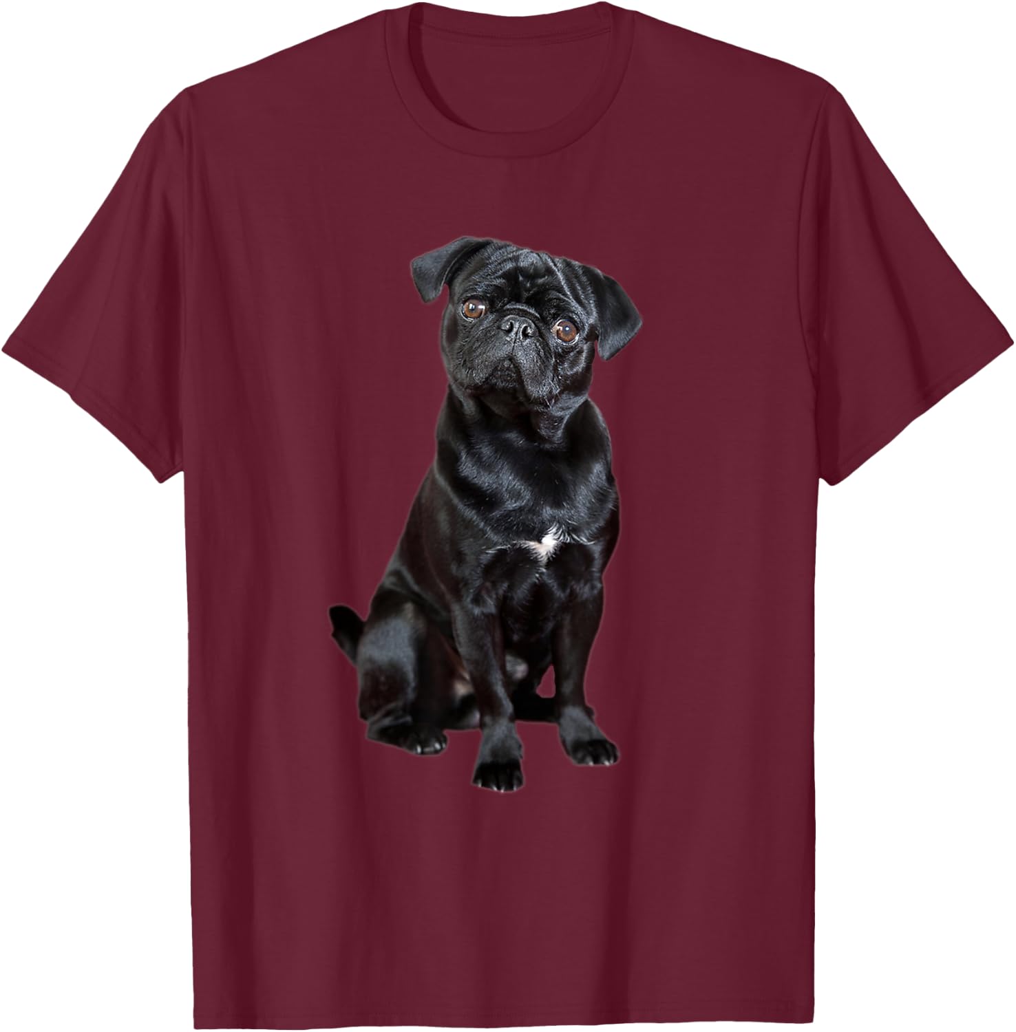 Black Pug Dog For Dog Mom Dad Funny Cute Black Pug T-Shirt - T-Shirt | Maroon