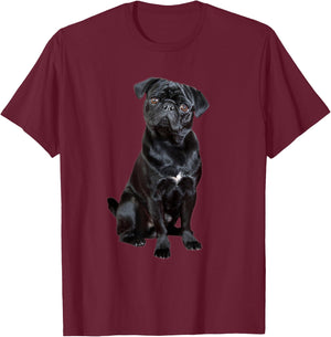 Black Pug Dog For Dog Mom Dad Funny Cute Black Pug T-Shirt - T-Shirt | Maroon