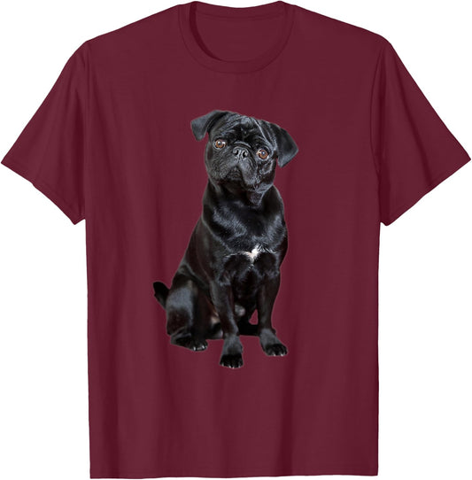 Black Pug Dog For Dog Mom Dad Funny Cute Black Pug T-Shirt - T-Shirt | Maroon