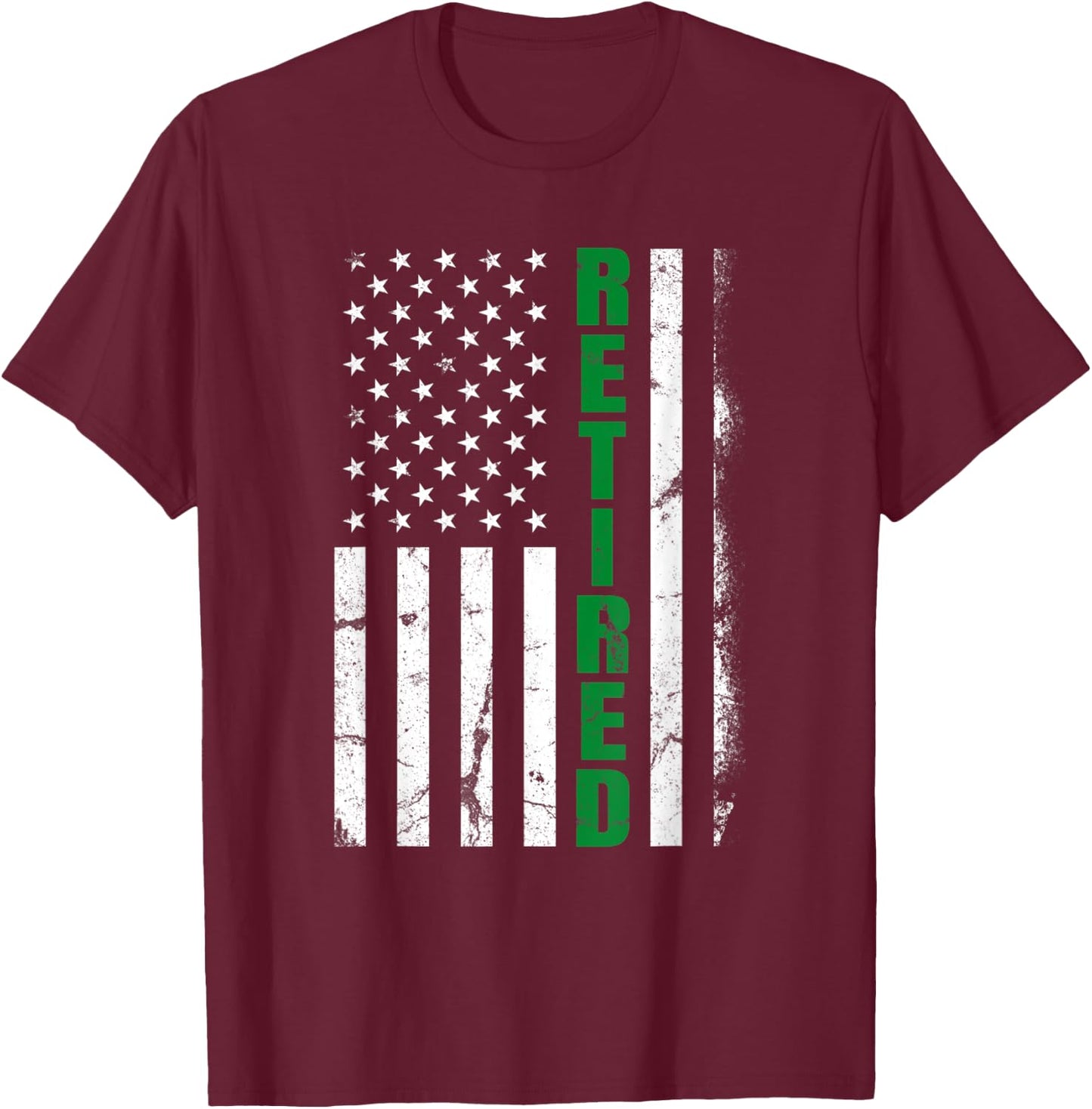 Retired Military Border Patrol Thin Green Line US Flag T-Shirt - T-Shirt | Maroon
