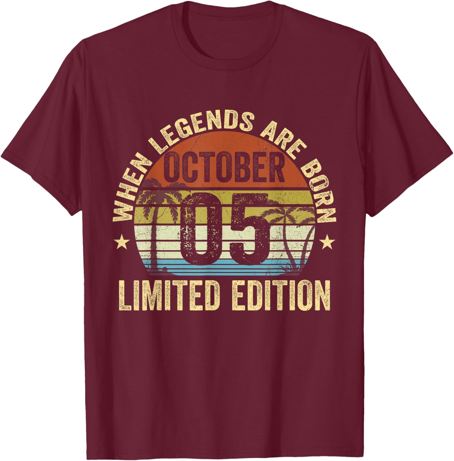 Vintage October 5 Retro Limited Edition October 5 Birthday T-Shirt - T-Shirt | Maroon