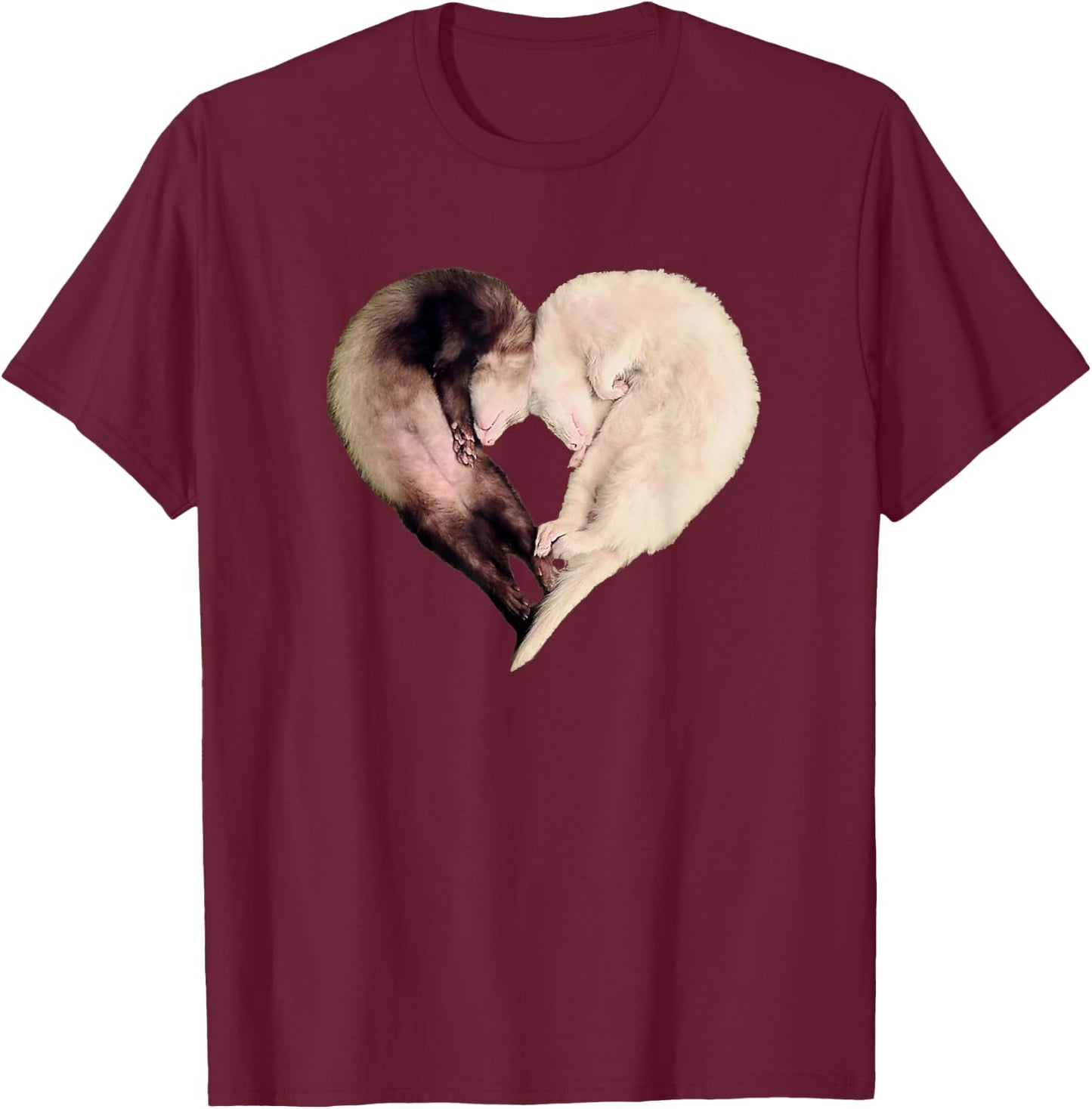 I Love My Funny Ferret Heart Graphic Ferret Owner T-Shirt - T-Shirt | Maroon