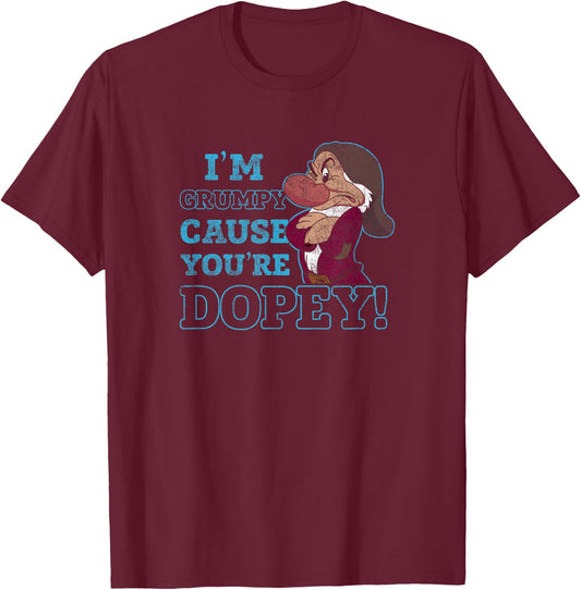 Disney Snow White Grumpy Because You're Dopey Small T-Shirt - T-Shirt | Maroon