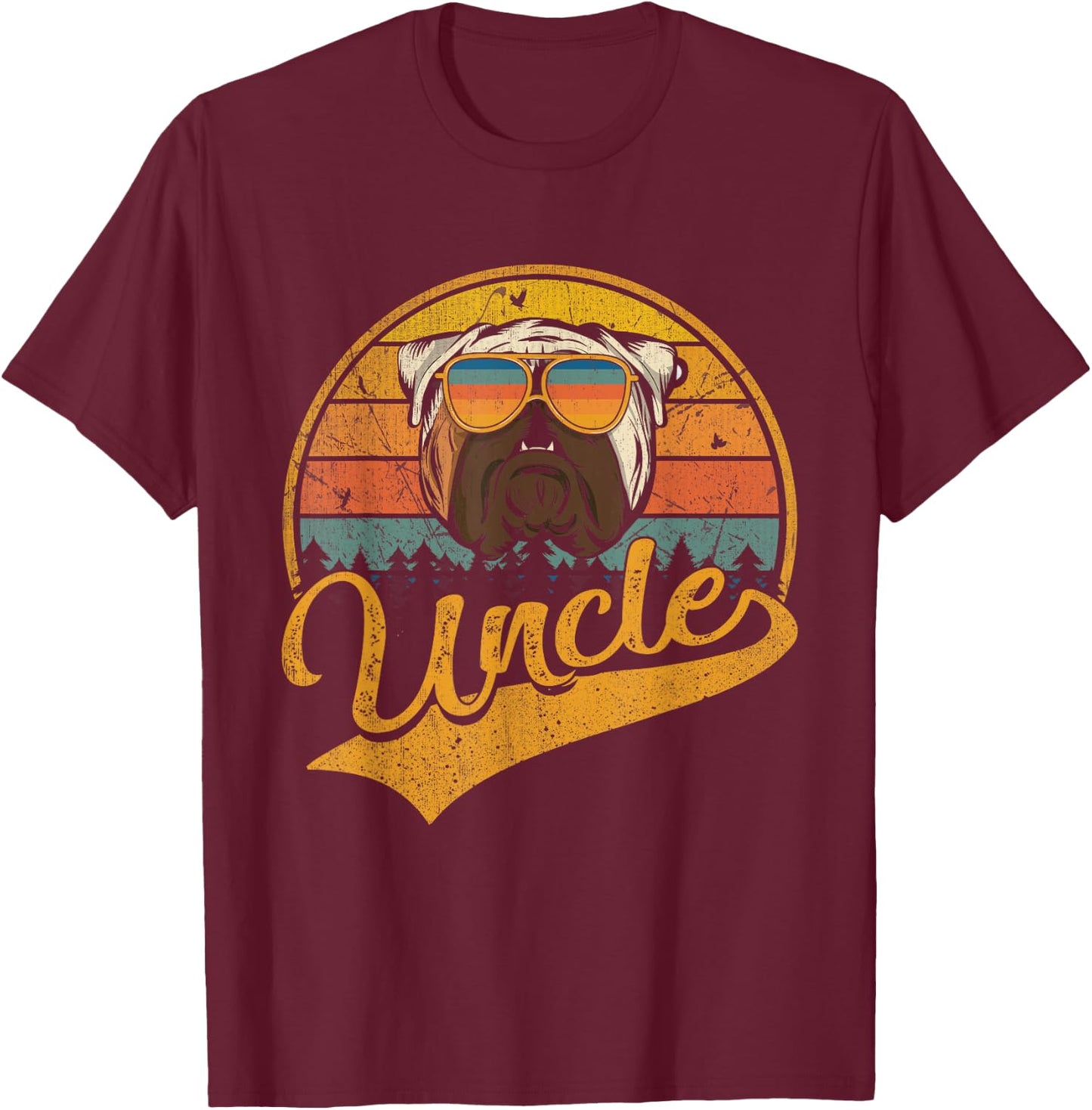 Father's Day Gifts Retro Vintage English Bulldog Uncle Women Girls Kids T-Shirt - T-Shirt | Maroon