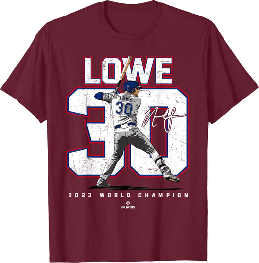Player Number 2023 World Champion Nathaniel Lowe Texas MLBPA T-Shirt - T-Shirt | Maroon