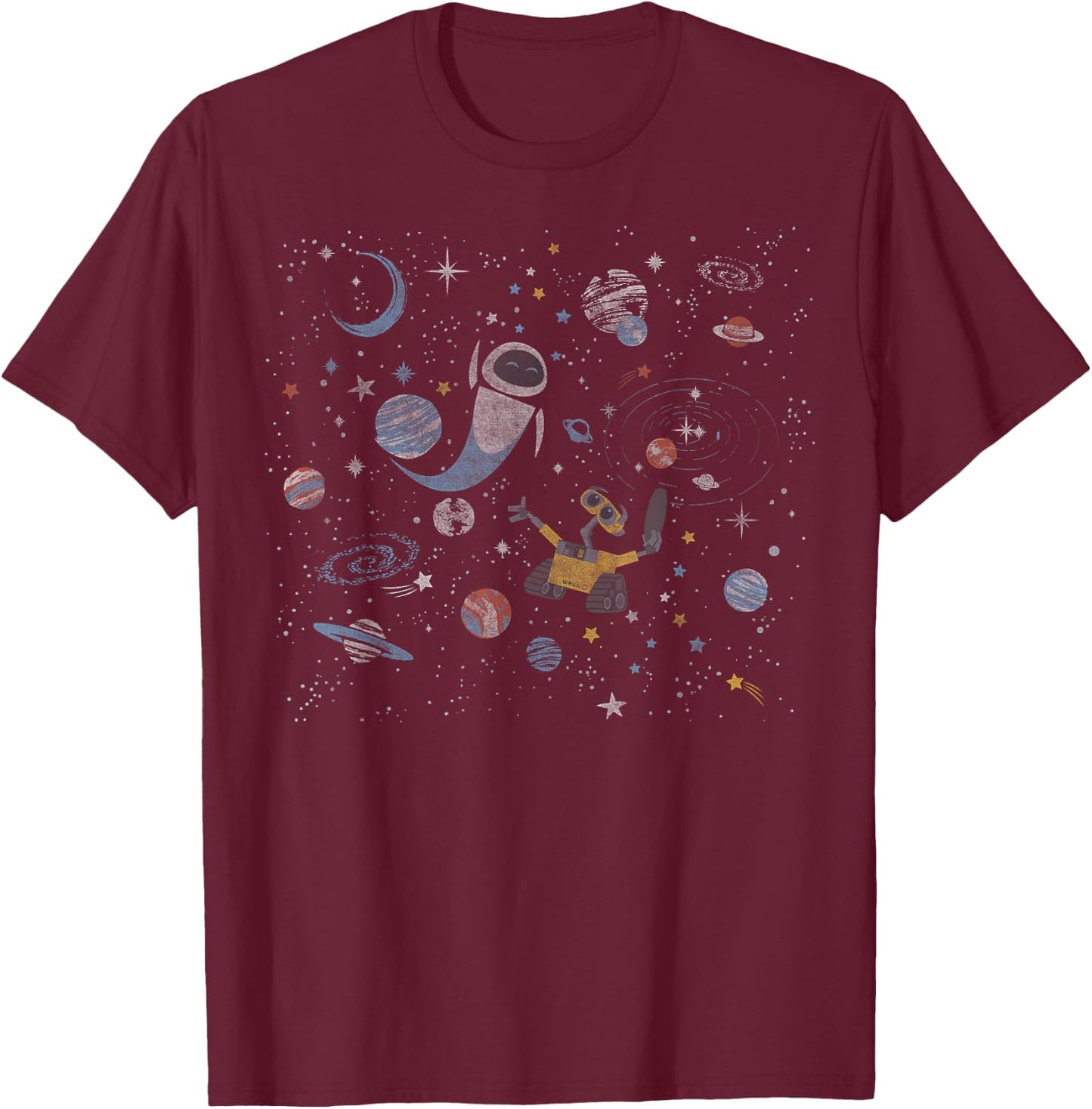 Disney Pixar Wall-E & Eve in Space T-Shirt - T-Shirt | Maroon