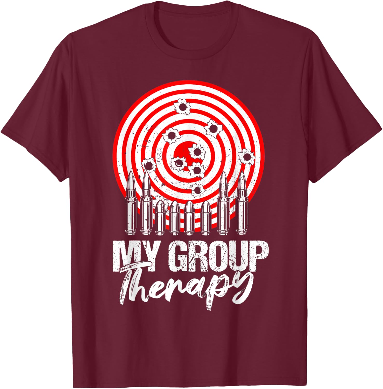 Gun Owner Group Therapy Shirt Funny Shooting Range Target T-Shirt - T-Shirt | Maroon