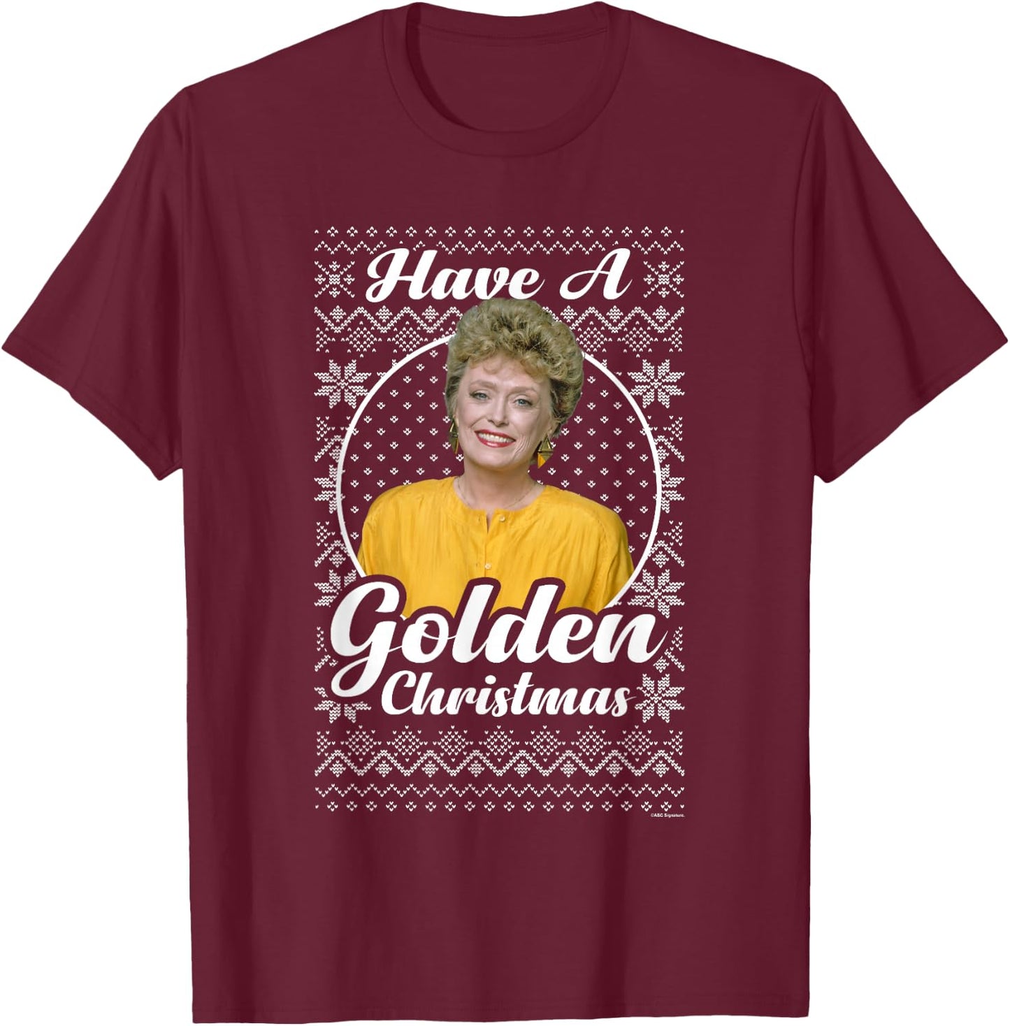 The Golden Girls Iconic Blanche Have A Golden Christmas Logo T-Shirt - T-Shirt | Maroon