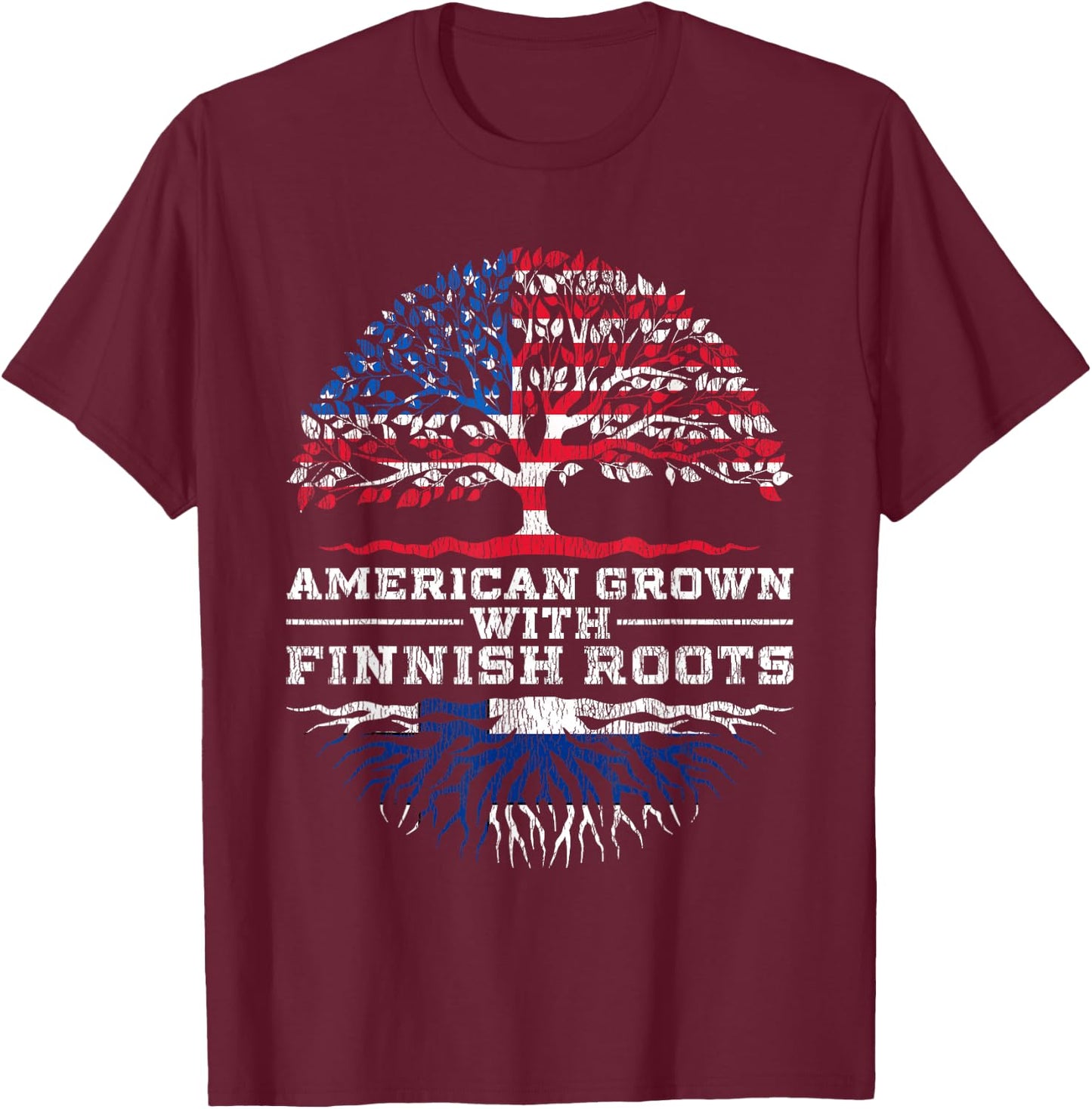 American Grown With Finnish Roots Finland T-Shirt - T-Shirt | Maroon