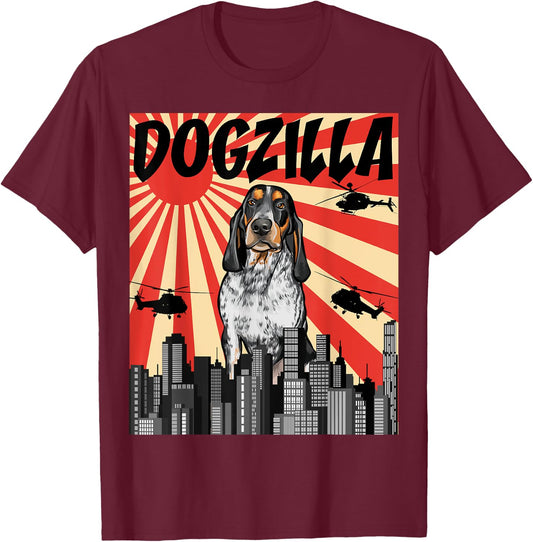 Funny Retro Japanese Dogzilla Bluetick Coonhound T-Shirt - T-Shirt | Maroon