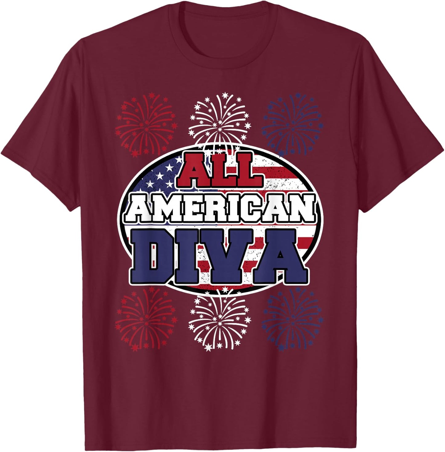 All American Diva - Party - American Diva T-Shirt - T-Shirt | Maroon
