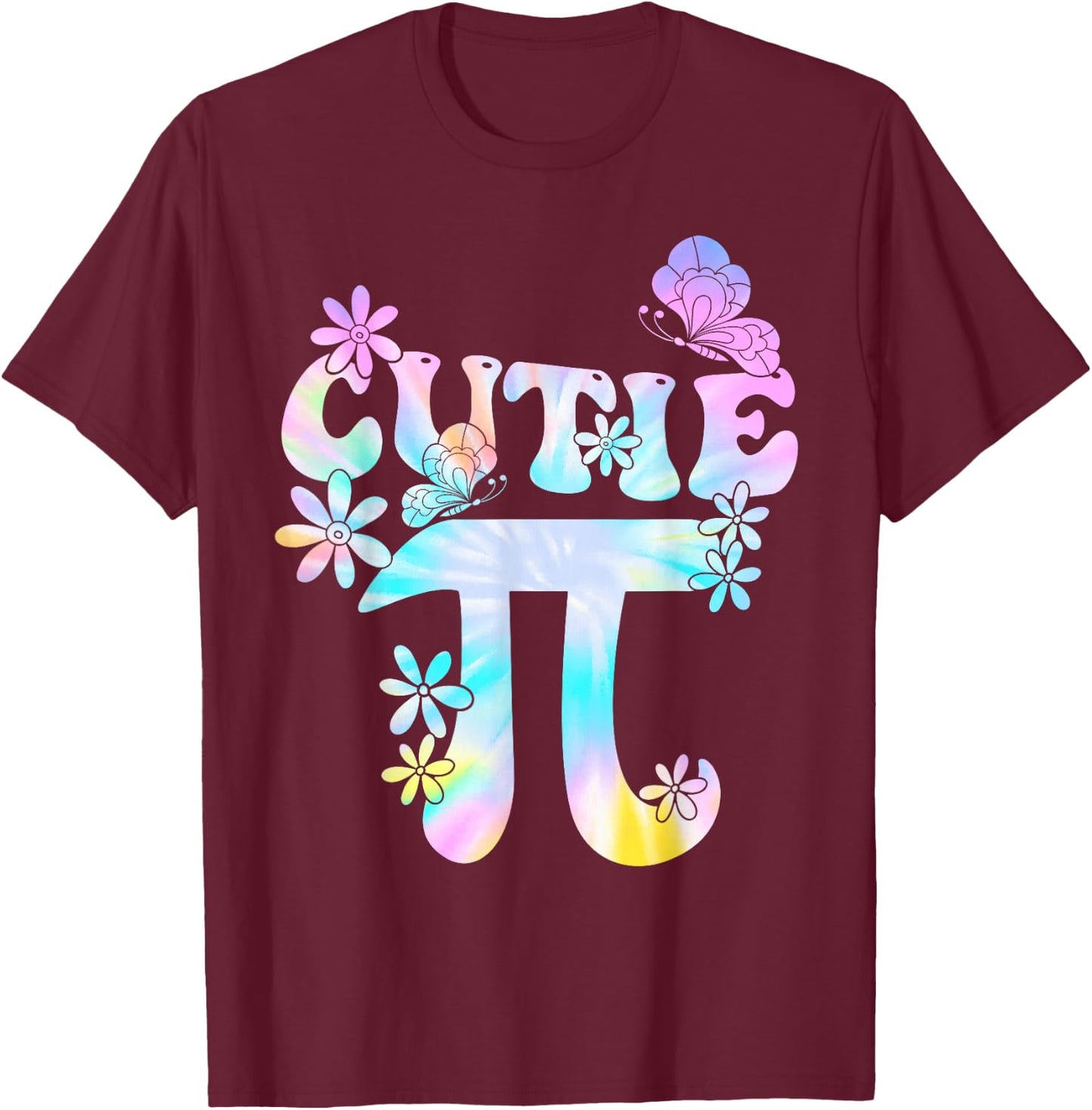 Cutie Pi Tie Dye Cute Happy Pi Day Symbol Math Coach Teacher T-Shirt - T-Shirt | Maroon