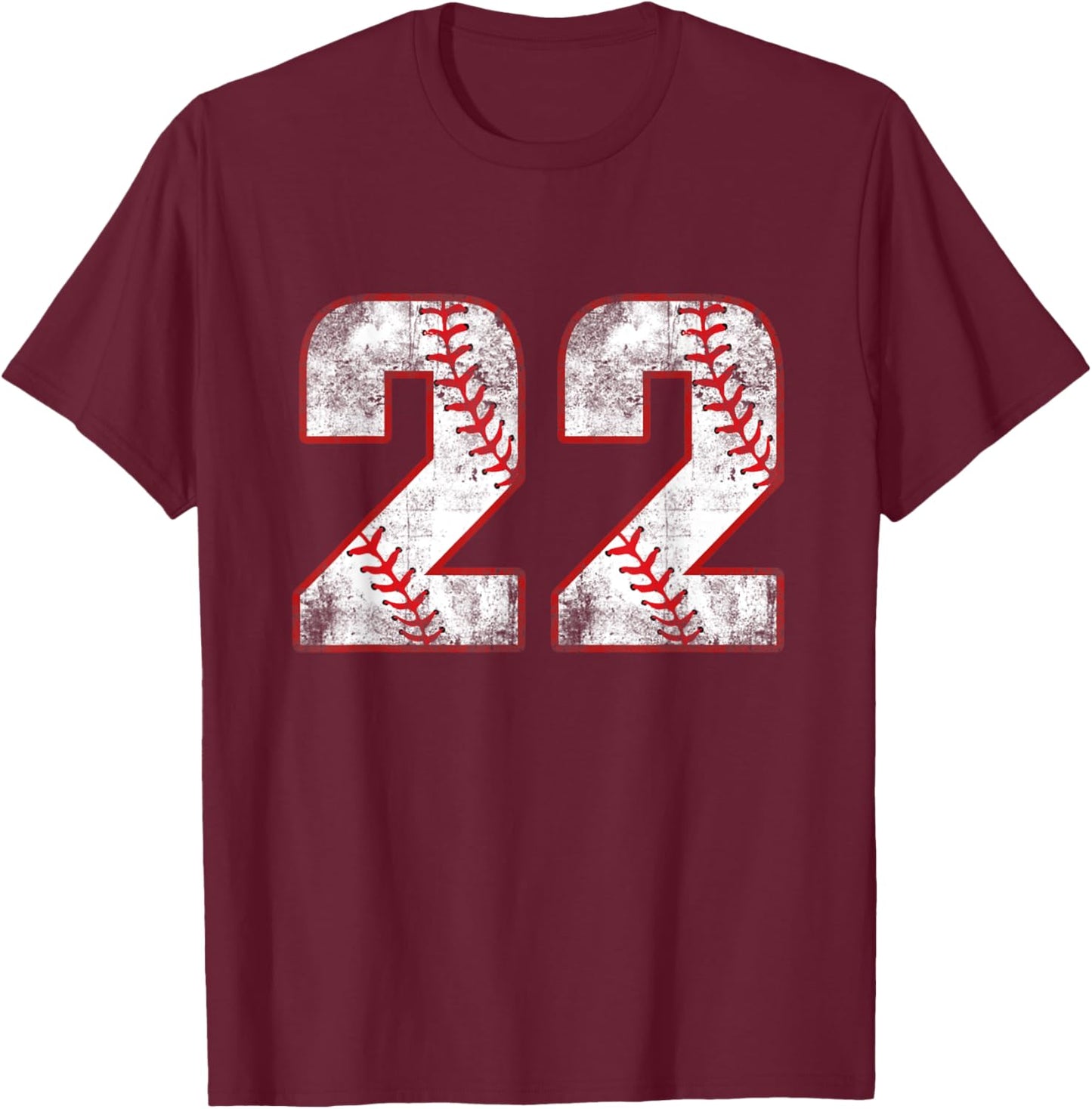 Vintage Baseball 22 Jersey Number T-Shirt - T-Shirt | Maroon