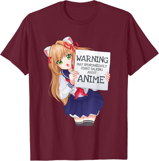 Kawaii Cute Spontaneously Talking Anime Girl Otaku Japanese T-Shirt - T-Shirt | Maroon