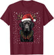 Black Labrador Christmas Lights Santa Hat Xmas Pajama T-Shirt - T-Shirt | Maroon