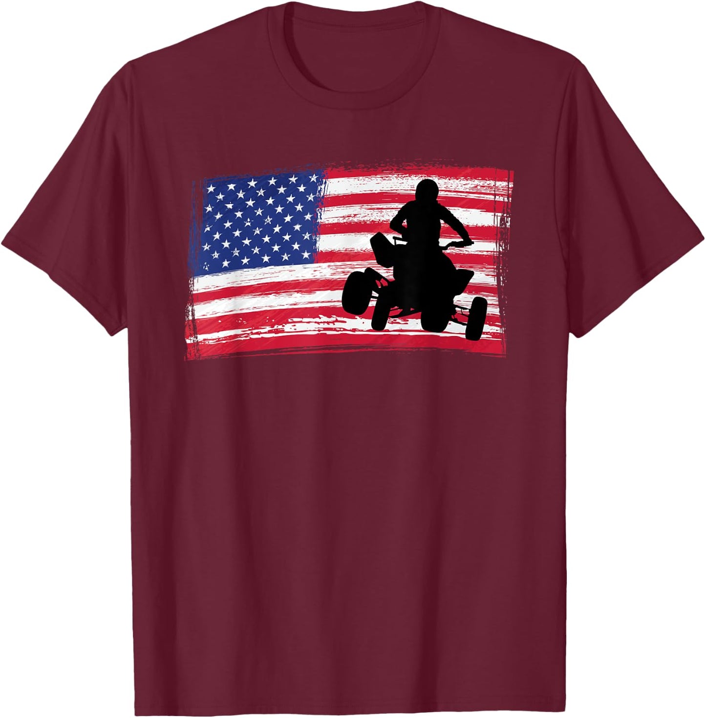 Quad Racing America Flag - Quad Biker ATV 4 Wheeler Gift T-Shirt - T-Shirt | Maroon