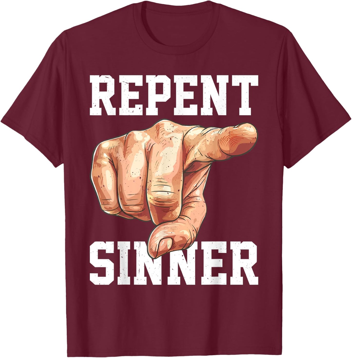 Repent Sinner T-Shirt - T-Shirt | Maroon
