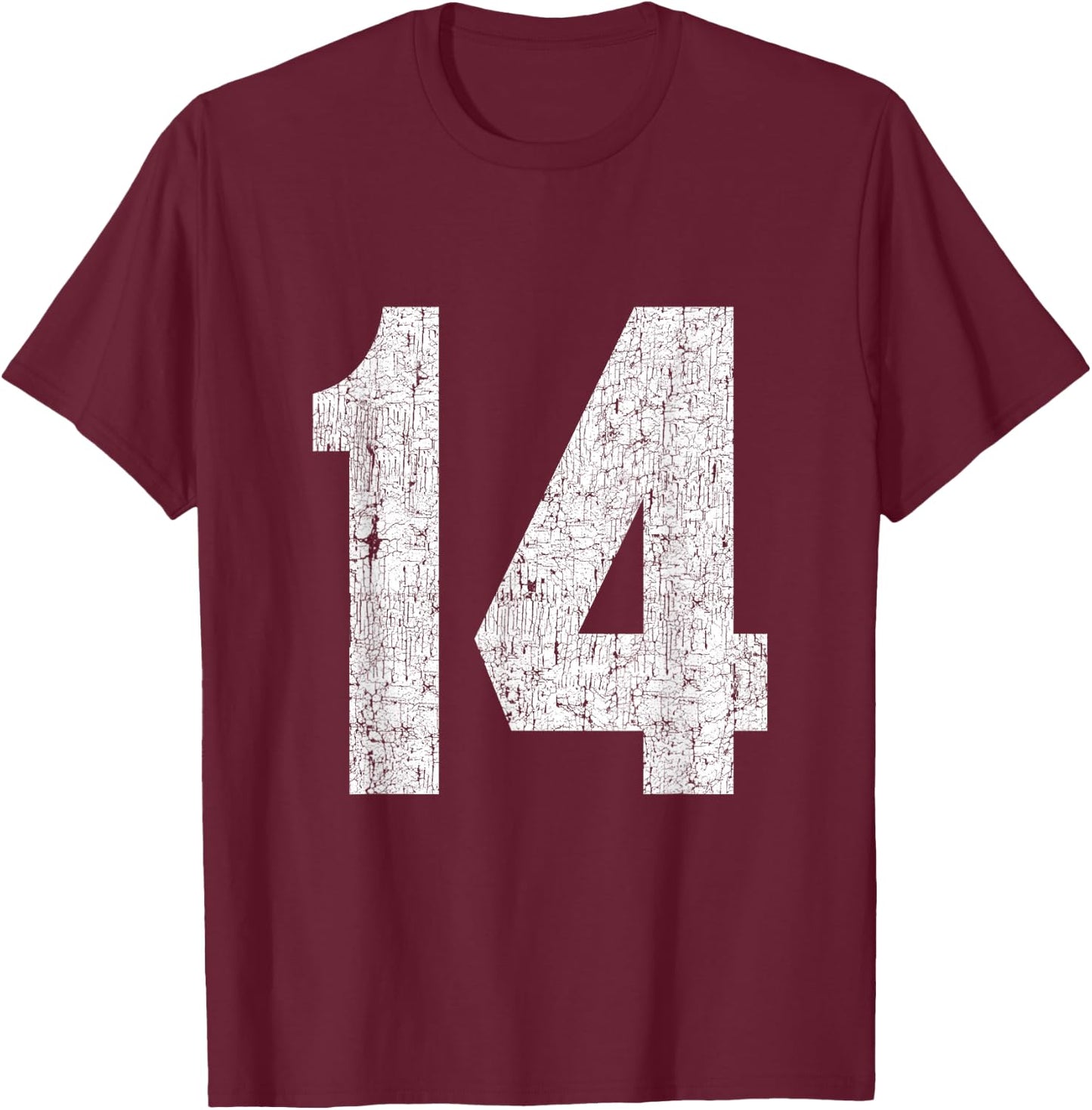 #14 Jersey Uniform Varsity Sports Number, 14th Birthday T-Shirt - T-Shirt | Maroon