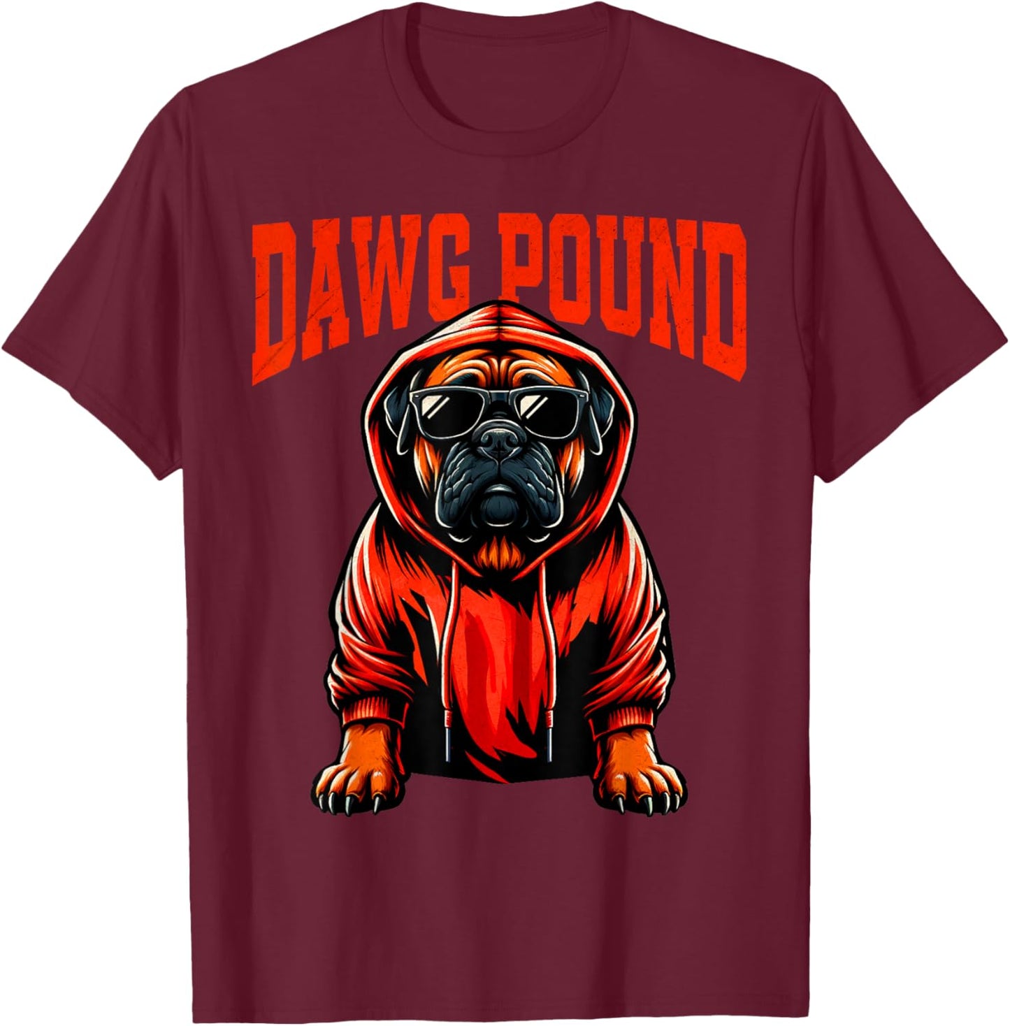 Graphic Last Name Cleveland Gifts | Vintage DAWG Dog Pound , Small, Brown T-Shirt - T-Shirt | Maroon