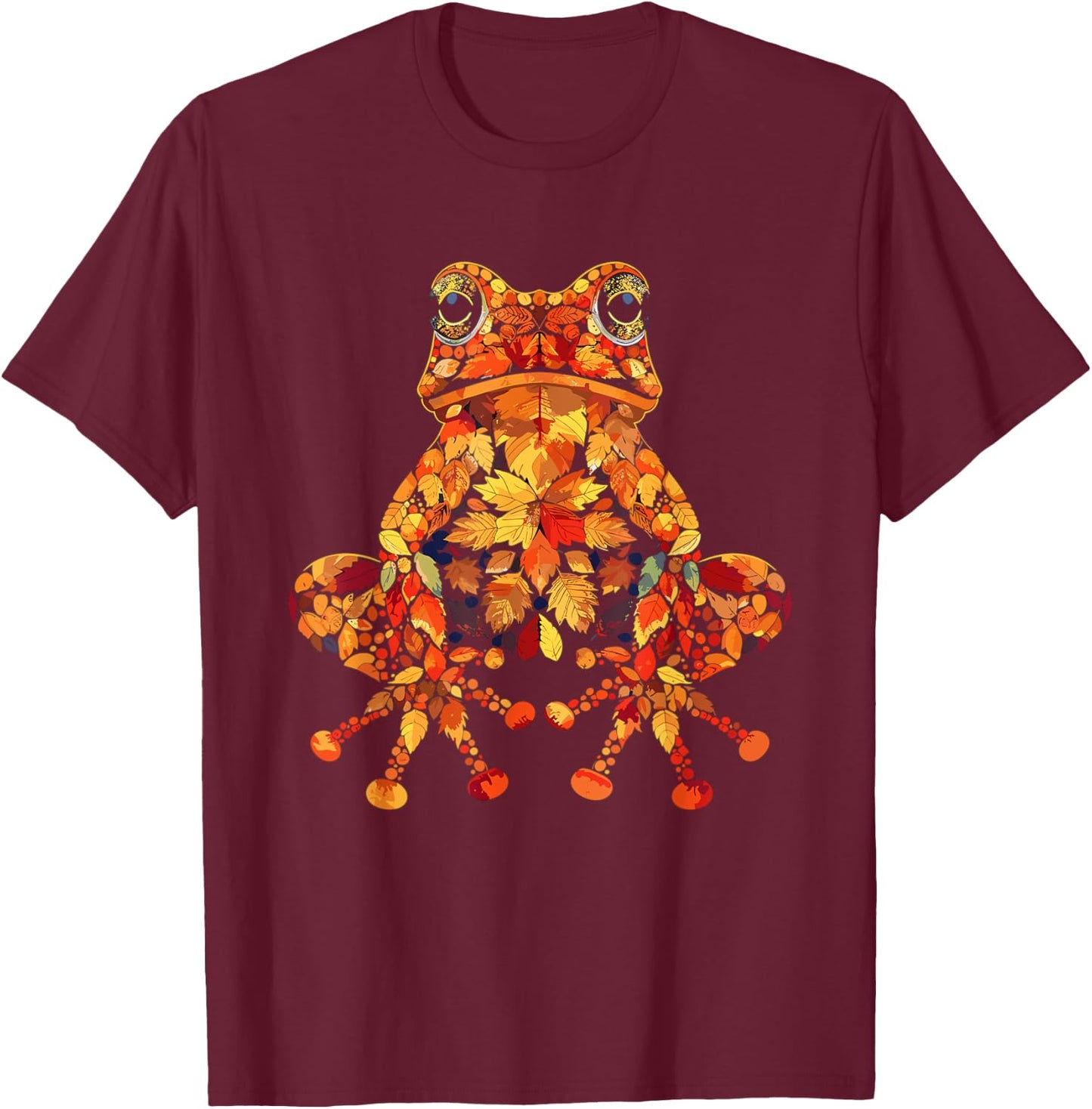 Frog Wildlife Nature Autumn Leaves Fall T-Shirt - T-Shirt | Maroon