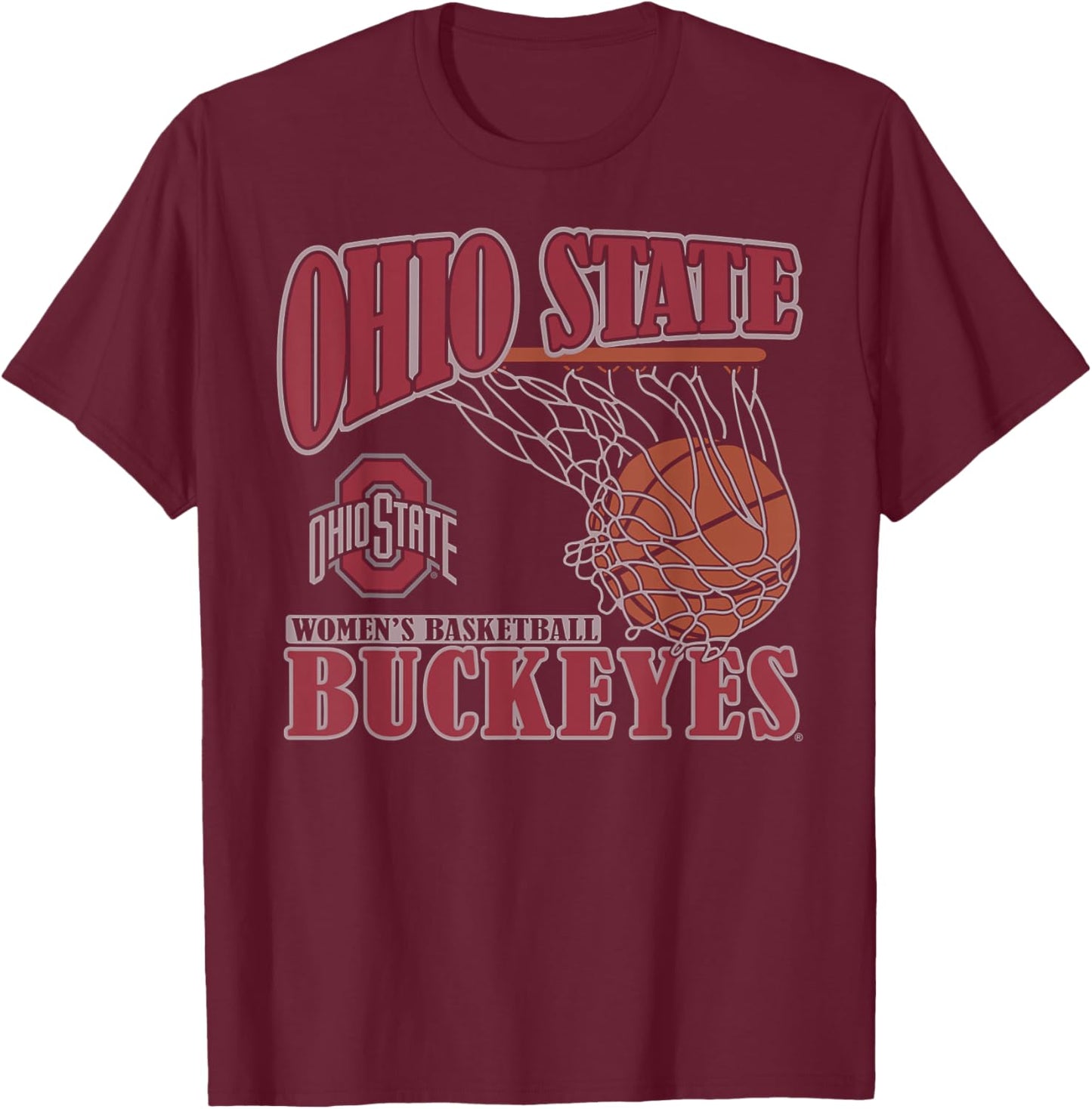 Ohio State Buckeyes Women's Basketball Vintage Lift Black T-Shirt - T-Shirt | Maroon