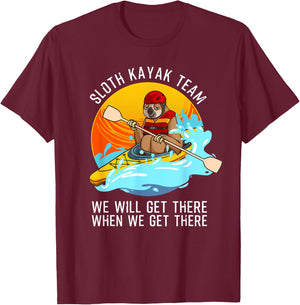 Sloth Kayak Team Funny Kayaking Gift Women Paddling T-Shirt - T-Shirt | Maroon
