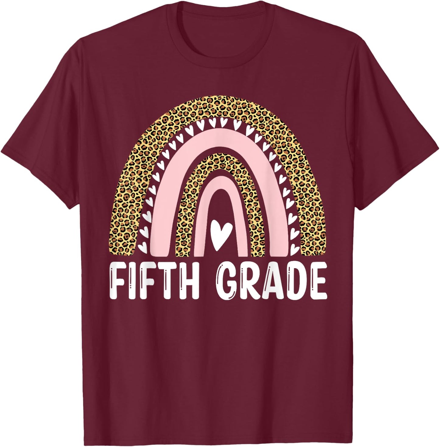 Fifth Grade Teacher Student Team Leopard Back To School Women Kids T-Shirt - T-Shirt | Maroon