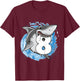Kids Shark 8th Birthday Boy 8 year old Shark Theme Party 8 Shark T-Shirt - T-Shirt | Maroon