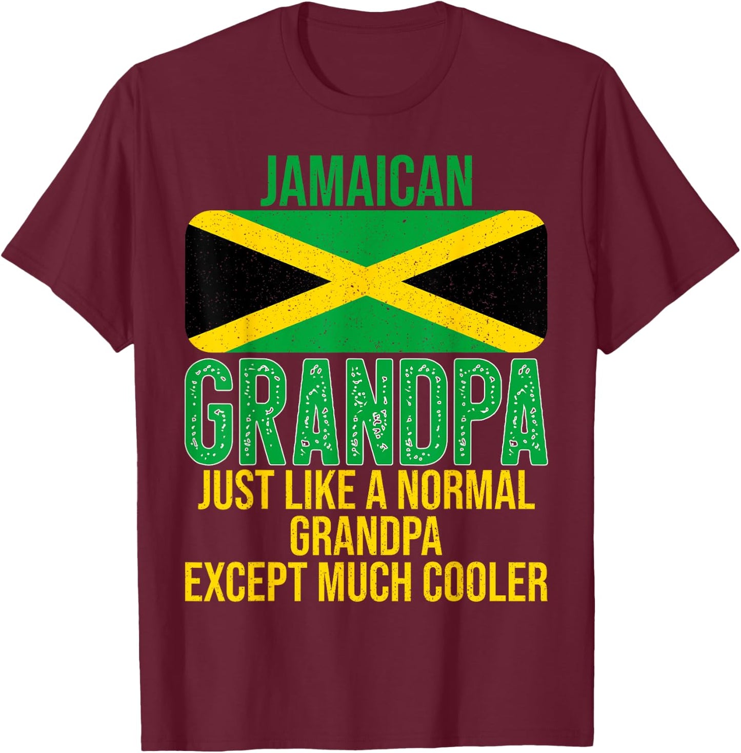 Vintage Jamaican Grandpa Jamaica Flag for Father's Day T-Shirt - T-Shirt | Maroon