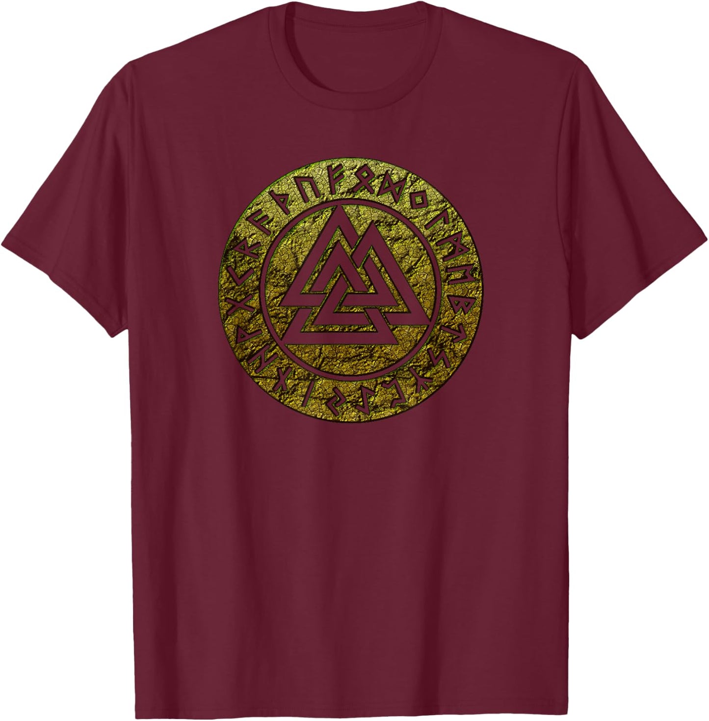 Valknut Wotan Knot Viking Odin Runes Asgard Valhalla Thor T-Shirt - T-Shirt | Maroon