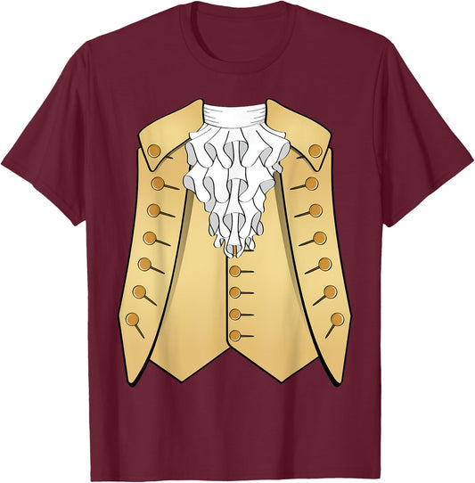 Colonial 18th Century Historic America Aristocrat Costume T-Shirt - T-Shirt | Maroon