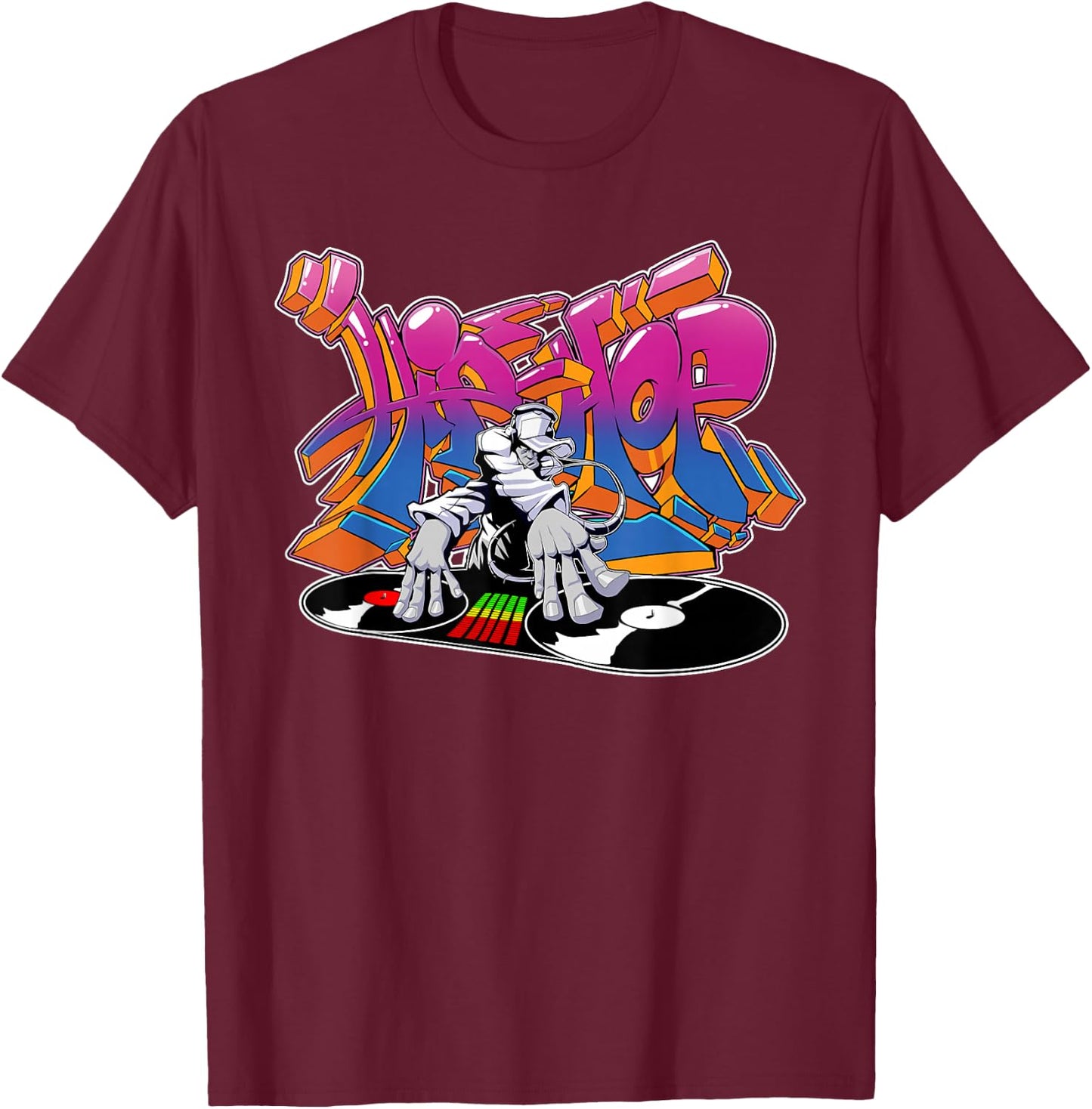 Old School 80s HipHop DJ Graffiti T-Shirt - T-Shirt | Maroon