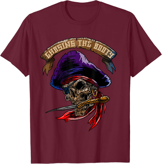 Pirate Skull Sea Thief Buccaneer Cool Sailor Man Gift T-Shirt - T-Shirt | Maroon