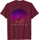 Alaska Moose Aurora Borealis - Alaskan Landscape Photo T-Shirt - T-Shirt | Maroon