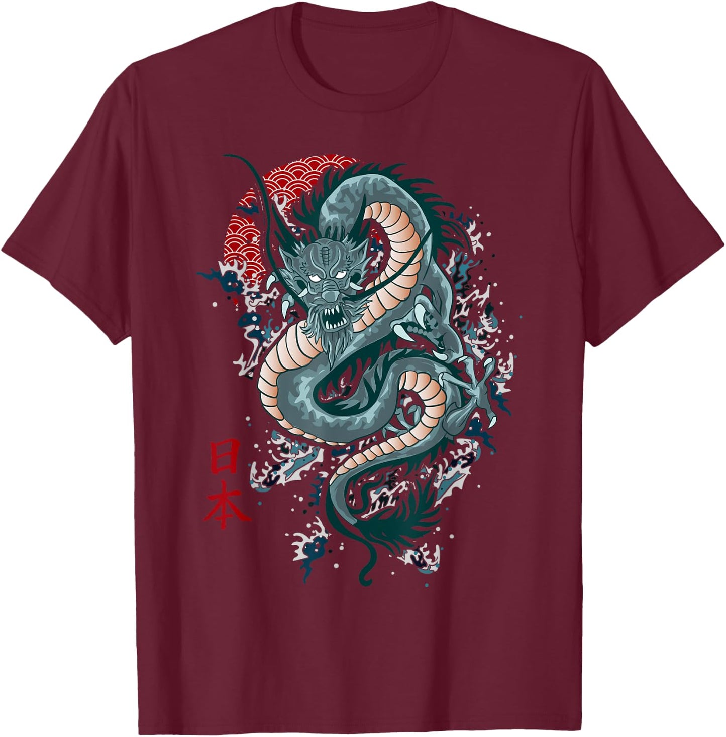 Traditional Japanese Art Dragon Shirt Japanese Shirt Dragon T-Shirt - T-Shirt | Maroon