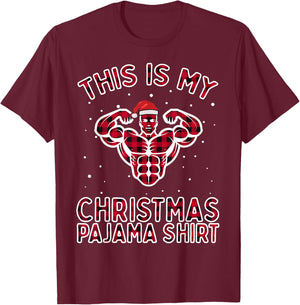 This Is My Christmas Workout Pajama Shirt - Bodybuilder Gift T-Shirt - T-Shirt | Maroon