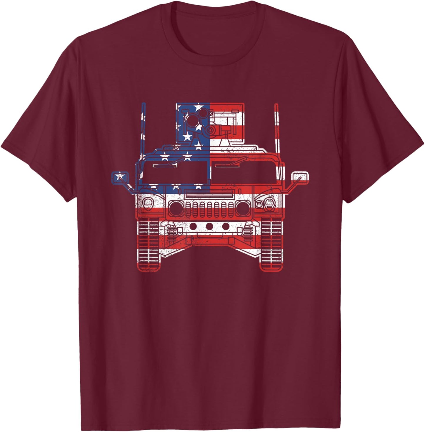 Humvee American Flag Military Vehicle HMMWV Front Humvee Men T-Shirt - T-Shirt | Maroon