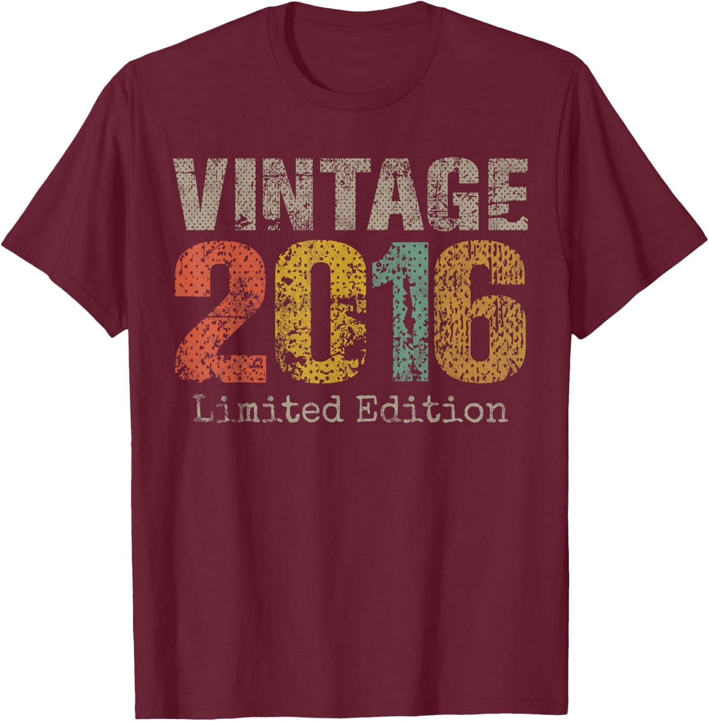 Vintage 2016 Limited Edition 9th Birthday Gifts 9 Year Old T-Shirt - T-Shirt | Maroon