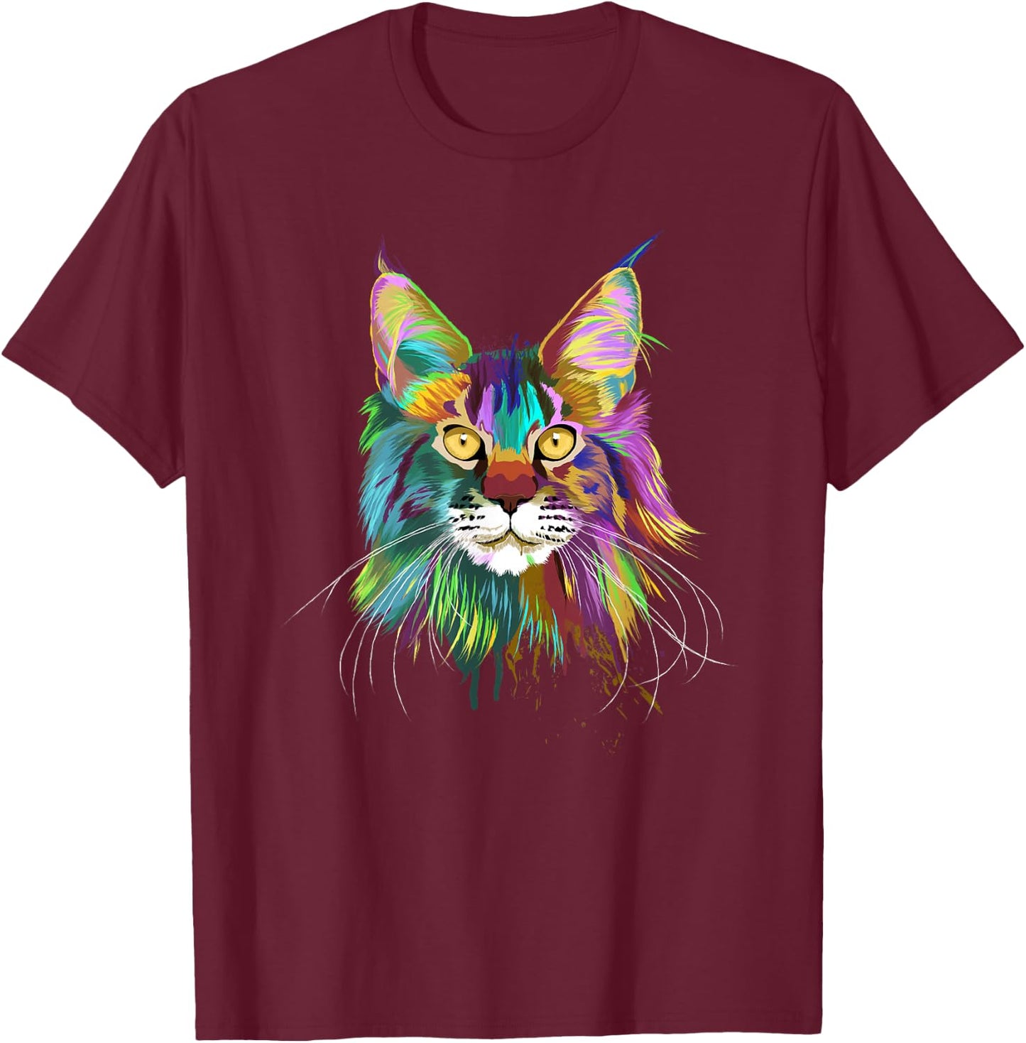 Splash Maine Coon Cat T-Shirt - T-Shirt | Maroon