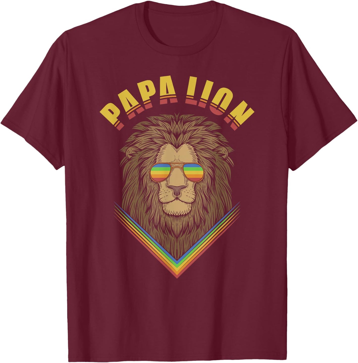 papa lion Retro for lovers lions in dad father's day animal T-Shirt - T-Shirt | Maroon